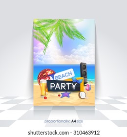 A4 Style Summer Flyer, Cocktails Poster Design, Brochure and Cover Template