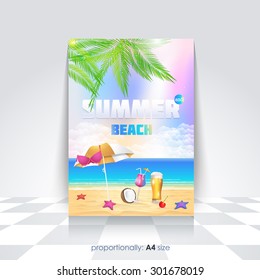 A4 Style Summer Flyer, Poster Design, Brochure and Cover Template