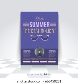 A4 Style Summer Season Vector Background. Holiday Concept Advertising Design with Image Add Feature, Print Ready Ad