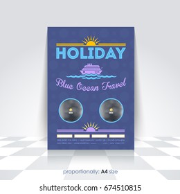 A4 Style Summer Season Vector Background. Holiday Concept Advertising Design with Image Add Feature, Print Ready Ad
