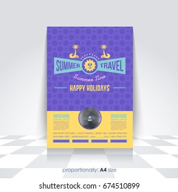 A4 Style Summer Season Vector Background. Holiday Concept Advertising Design with Image Add Feature, Print Ready Ad