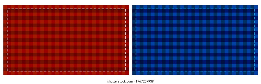 A4 template with a large checkered pattern, imitation fabric. Red and blue banner. The basis for the flyer. Vector