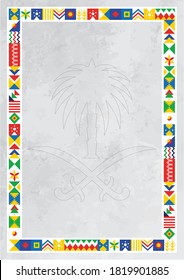 A4 Template with Saudi National Day Pattern - to be used for Invitation, felicitation and compliment