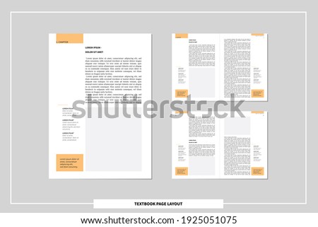 a4 text book page layout template. editable spreadsheet with facing pages, body text, headlines and footnotes for definitions. simple minimal vector magazine, booklet, catalog, flyer mock up