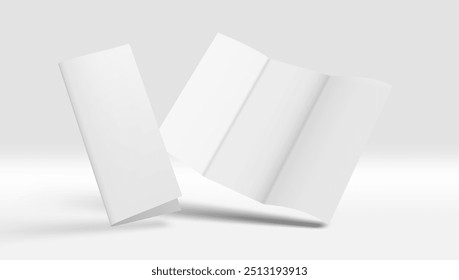 A4 Trifold Paper Brochure Flying With Shadow. EPS10 Vector