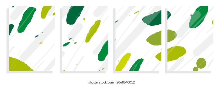 a4 vector background set with green grunge splash design