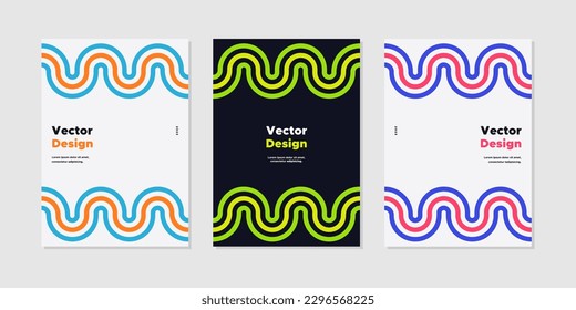 A4 Vector design layout template poster collection. Business presentation vector. Company identity brochure template. Abstract corporate report or banner cover set with dynamic shape.