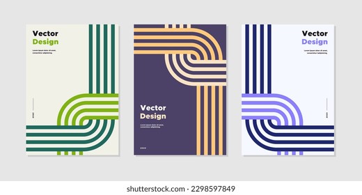 A4 Vector design layout template poster collection. Business presentation vector. Company identity brochure template. Abstract corporate report or banner cover set with dynamic shape.