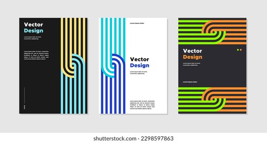 A4 Vector design layout template poster collection. Business presentation vector. Company identity brochure template. Abstract corporate report or banner cover set with dynamic shape.