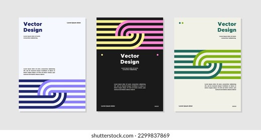 A4 Vector design layout template poster collection. Business presentation vector. Company identity brochure template. Abstract corporate report or banner cover set with dynamic shape. svg