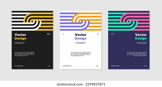 A4 Colección de pósters de plantillas de diseño de vectores. Vector de presentación de negocios. Plantilla de folleto de identidad de la empresa. Resumen de informe corporativo o conjunto de portadas de banner con forma dinámica.