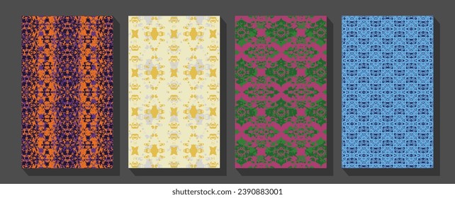 A4 Vector design layout template poster collection. Trendy covers set. Cool abstract and floral design.