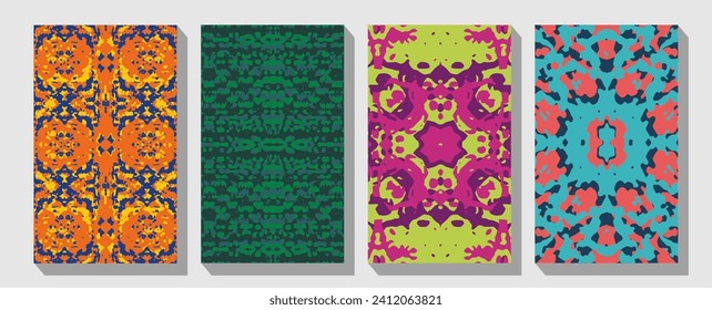A4 Vector design layout template poster collection. Trendy covers set. Cool abstract and floral design.
