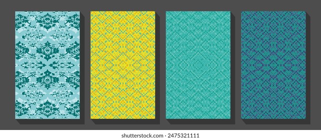 A4 Vector design layout template poster collection. Floral engraving frame set.