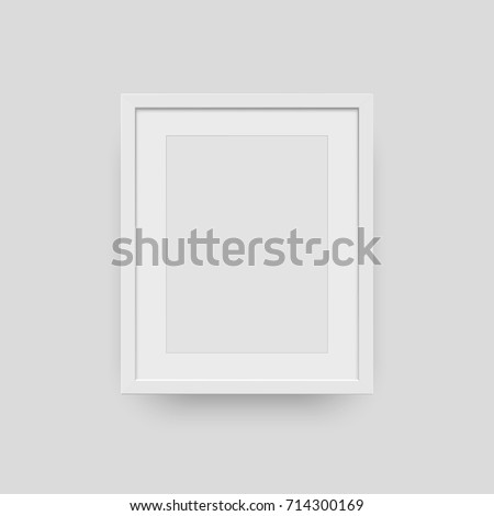 A4 vertical blank frame isolated for photo . Vector realisitc paper or plastic white picture frame mockup on gray background, white photo frame template, frame blank with shadow ready for your design.