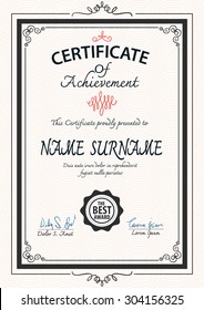 A4 vertical vintage art deco certificate template,vector illustration