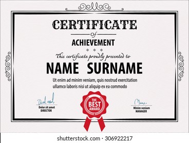 A4  vintage art deco certificate template,vector illustration