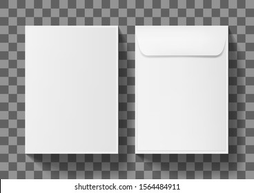 A4 White Blank Paper Envelope. Letter Vertical Template. EPS10 Vector