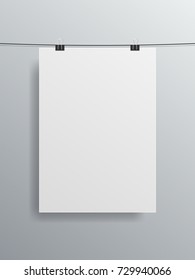 A4 white paper on black yarn, vector illustration