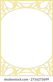 Un marco decorativo de tamaño A4 inspirado en el Art Nouveau, con curvas que fluyen maravillosamente. Ideal como Plantilla para portadas, volantes, pósters y diseños de Diseño gráfico refinados que requieren una impresión clásica pero elegante.