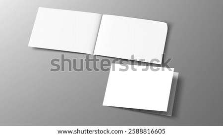 A5, A4, A3 Blank Half-folded Brochure Cover Mockup. EPS10 Vector