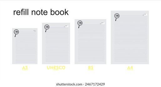 A5, A4, B5 size notebook design with a gray, cream background with eye ornaments. vector a set