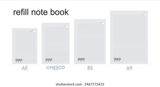 A5, A4, B5 size notebook design with a gray, cream background with eye ornaments. vector a set