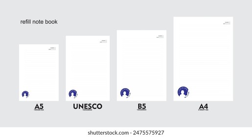 A5, A4, B5 size notebook design with a colored background decorated with mother and child love. vector a set