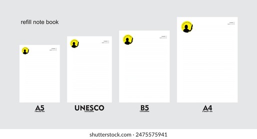 A5, A4, B5 size notebook design with a colored background decorated with mother and child love. vector a set