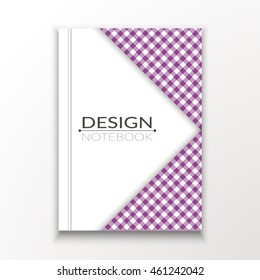 A5 brochure cover design with checkered background.