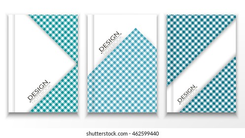 A5 brochure cover design with checkered background.