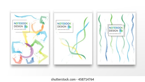 A5 brochure cover design with geometric shapes.