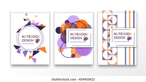 A5 brochure cover design with geometric shapes.