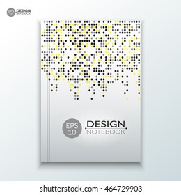 A5 brochure cover design with yellow and grey point.