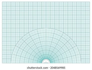 A5 Format Millimeter Paper Layout, Metric Graph With Angle Grid