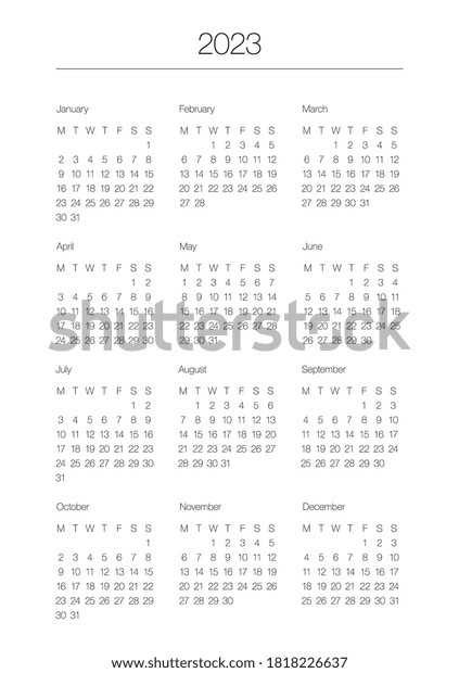 Calendrier 2023 Bujo A5 Format Organizer Bullet Journal Printable Stock Vector (Royalty Free)  1818226637