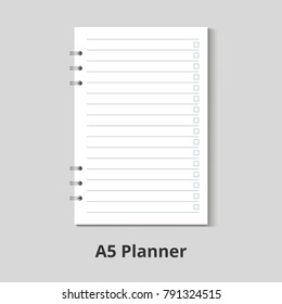 A5 planner To Do List vector mockup