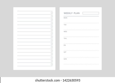 A5 Planner Weekly Plan, To Do List Vector Mockup