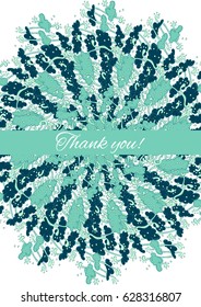 A5 post card with abstract clouds and swirl. Hand draw zentangle mandala. Center pattern.