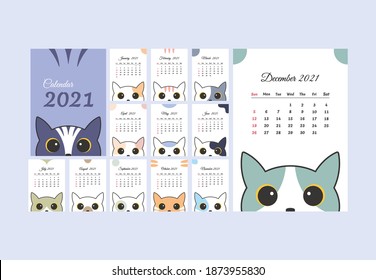 A5 size calendar template with a peeking cat theme that makes it look cute. Let’s have this calendar for you cat lovers.