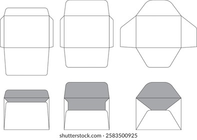 A5 size envelope die cut template. Vector design isolated circuit envelope with mockups. International standard size