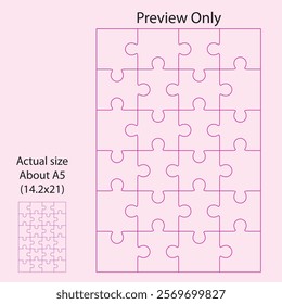 A5 Size Puzzle Template - Die cut - Mold