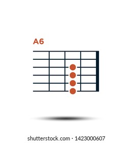 A6, Basic Guitar Chord Chart Icon Vector Template
