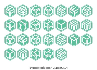 A_Z Cube Style Alphabet. Letters Design. Vector Logo Icon Symbol Template.
