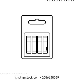 AA Or AAA Battery Package, Blister Pack Isolated Vector Icon