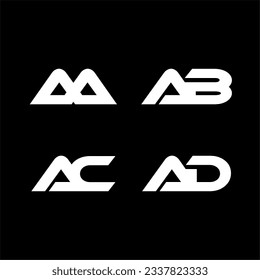 AA, AB, AC, AD Letter Initial Logo Design Template Vector Illustration