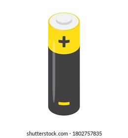 AA Alkaline Battery Isolated On A White Background. Isometric Perspective View. Vector Illustration.