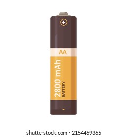 AA battery icon. 2 two, double A type size of power item. Dry alkaline electrical energy cylinder cell. Rechargeable cylindrical object. Flat vector illustration isolated on white background