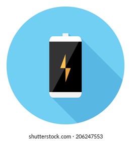 AA battery icon. Flat design style modern vector illustration. Isolated on stylish color background. Flat long shadow icon. Elements in flat design.