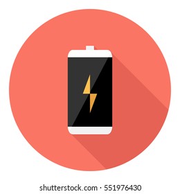AA battery icon . Flat design style modern vector illustration. Isolated on stylish color background. Flat long shadow icon. Elements in flat design.